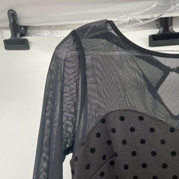 The Limited Womens Black Sheath Dress Long Mesh Sleeve Polka Dot Size Small Zip - Picture 5 of 9